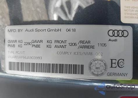 2018 Audi Rs 5 2.9T из США, поврежденный, VIN WUARWAF56JA903993